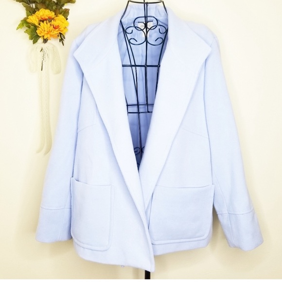 Chico’s 3 Jacket Womens Smooth Plush Fleece Coat Light Blue Open Front XL - Picture 4 of 8